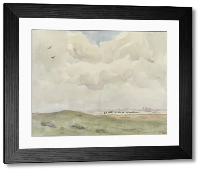 Framed Print : Dune landscape with herd, 1872-1944. Creator: Frans Smissaert Framed Print : Dune landscape with herd, 1872-1944. Creator: Frans Smissaert