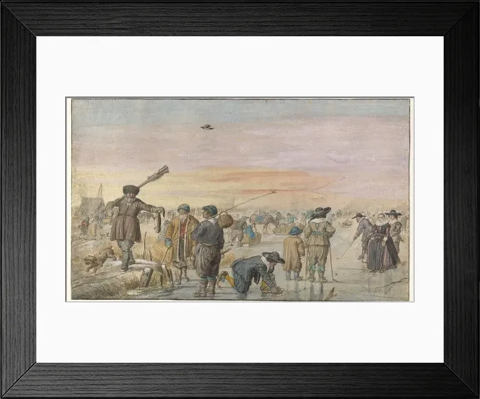 Framed Print : Winter Scene on the Ice, with a Hunter Showing an Otter, c.1625-c.1630. Creator: Hendrick Avercamp Framed Print : Winter Scene on the Ice, with a Hunter Showing an Otter, c.1625-c.1630. Creator: Hendrick Avercamp