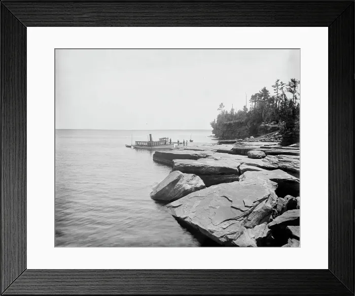 Framed Print : Apostle Islands, L.S. lighthouse landing, Devil's Island, c1898. Creator: Unknown Framed Print : Apostle Islands, L.S. lighthouse landing, Devil's Island, c1898. Creator: Unknown