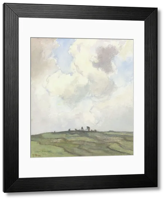 Framed Print : Mending nets on the dunes, 1872-1944. Creator: Frans Smissaert Framed Print : Mending nets on the dunes, 1872-1944. Creator: Frans Smissaert