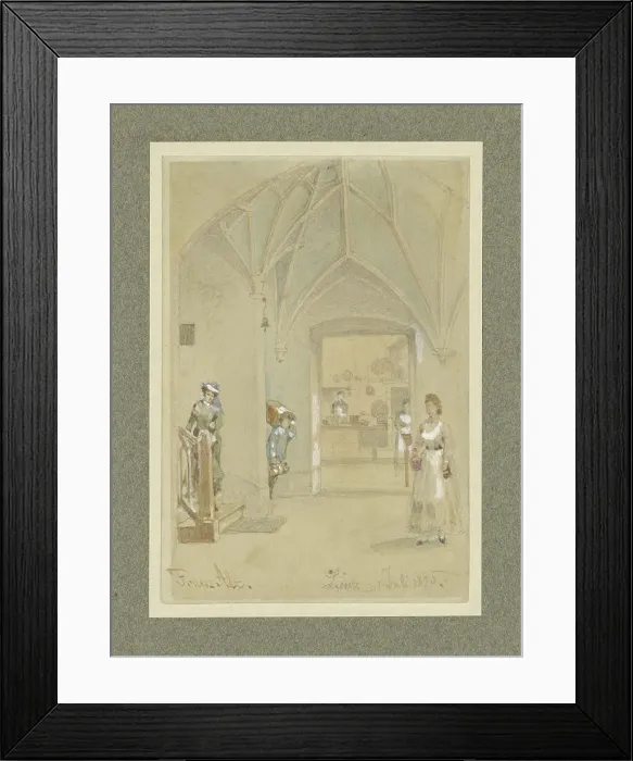 Framed Print : Corridor of a guesthouse with a view into the kitchen, 1875. Creator: Franz Alt Framed Print : Corridor of a guesthouse with a view into the kitchen, 1875. Creator: Franz Alt