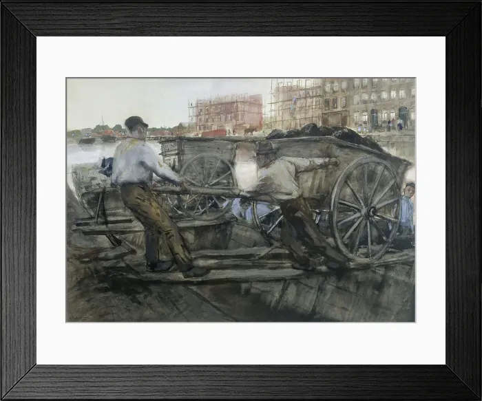 Framed Print : Labourers pulling a heavy cart on Jacob van Lennepkade, Amsterdam, 1900. Creator: George Hendrik Breitner Framed Print : Labourers pulling a heavy cart on Jacob van Lennepkade, Amsterdam, 1900. Creator: George Hendrik Breitner