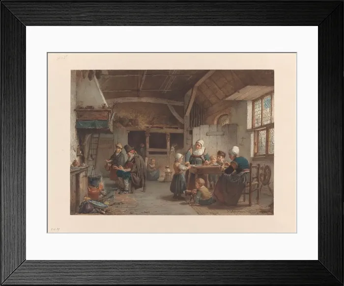 Framed Print : Farmers interior, family in the kitchen, 1834-1892. Creator: Hendrick Jacobus Scholten Framed Print : Farmers interior, family in the kitchen, 1834-1892. Creator: Hendrick Jacobus Scholten