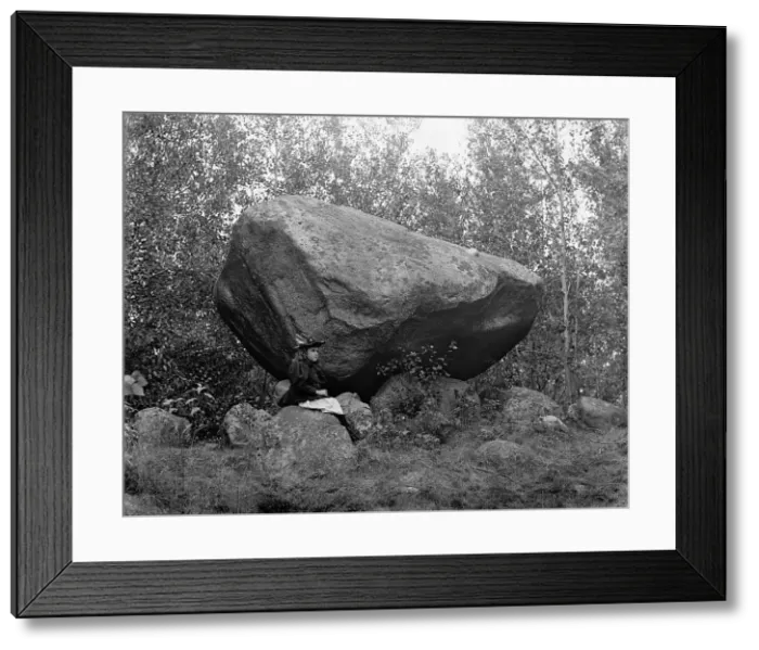 Framed Print : Bartlett Boulder, Upper Bartlett, White Mountains, c1900. Creator: Unknown