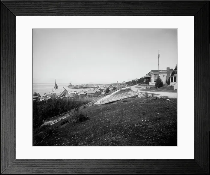 Framed Print : Town from the east end, Mackinac Island, The, between 1880 and 1899. Creator: Unknown Framed Print : Town from the east end, Mackinac Island, The, between 1880 and 1899. Creator: Unknown