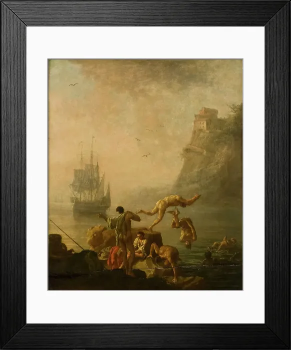 Framed Print : Bathing Men, mid-late 18th century. Creator: Pierre-Jacques Volaire Framed Print : Bathing Men, mid-late 18th century. Creator: Pierre-Jacques Volaire