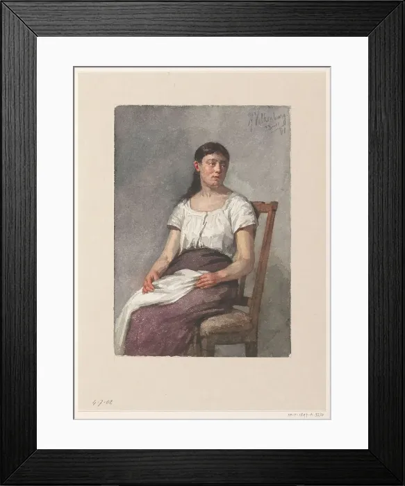 Framed Print : Sitting girl, 1881. Creator: Hendrik Valkenburg Framed Print : Sitting girl, 1881. Creator: Hendrik Valkenburg
