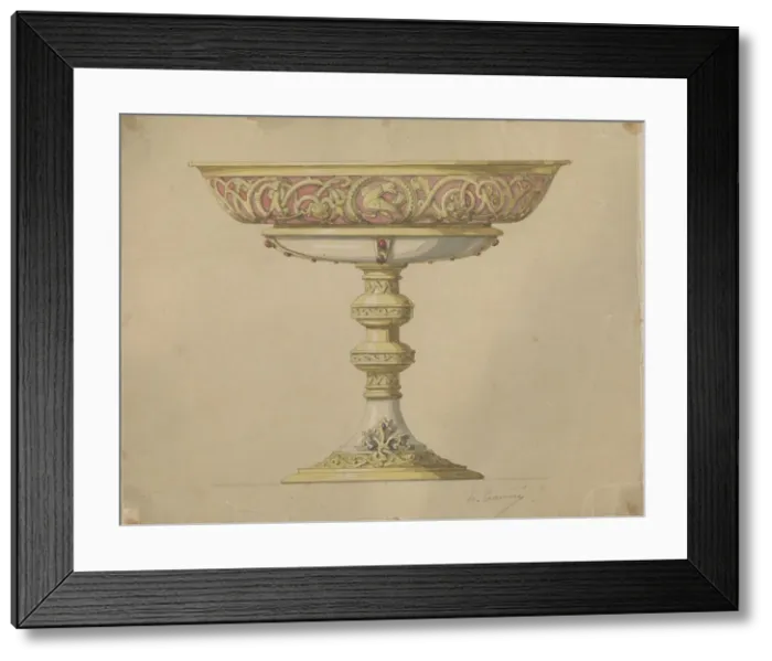 Framed Print : Design for a bowl on a base in Romanesque style, c.1864-c.1894. Creator: Henri Cameré Framed Print : Design for a bowl on a base in Romanesque style, c.1864-c.1894. Creator: Henri Cameré