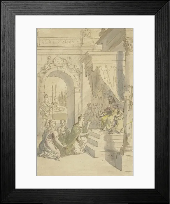 Framed Print : Esther before Ahasuerus, 1712-1767. Creator: Gerard Sanders Framed Print : Esther before Ahasuerus, 1712-1767. Creator: Gerard Sanders