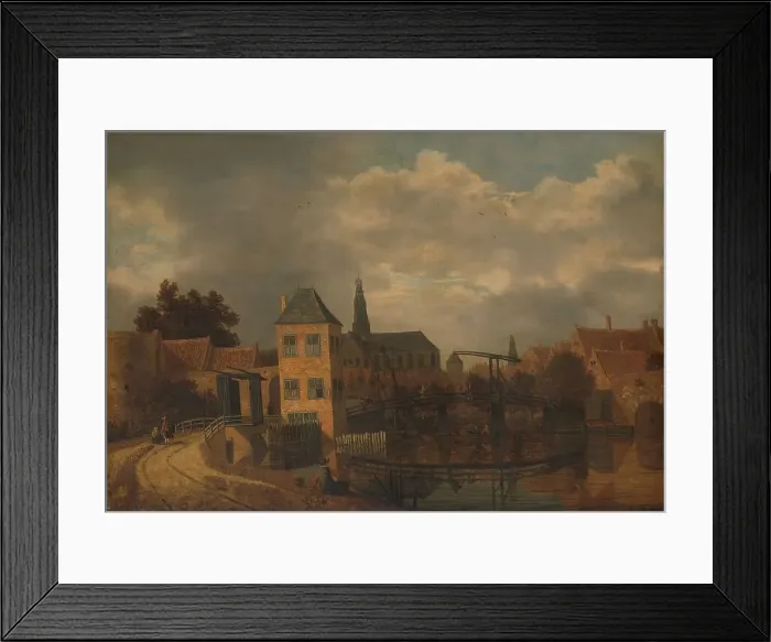 Framed Print : View of the Town of Haarlem, taken from the Spaarne River, showing the Eendjespoort, c.1650-c.1659. Creator: Balthasar van der Veen Framed Print : View of the Town of Haarlem, taken from the Spaarne River, showing the Eendjespoort, c.1650-c.1659. Creator: Balthasar van der Veen