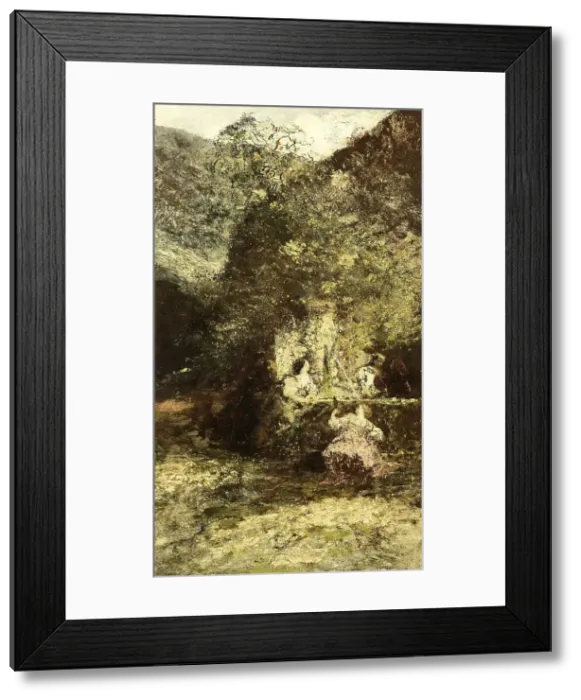 Framed Print : Figures near a Fountain, c.1870-c.1886. Creator: Adolphe Monticelli Framed Print : Figures near a Fountain, c.1870-c.1886. Creator: Adolphe Monticelli