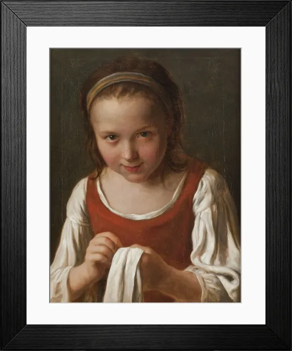 Framed Print : Girl with Needle-work, mid-18th century. Creator: Pietro Rotari Framed Print : Girl with Needle-work, mid-18th century. Creator: Pietro Rotari