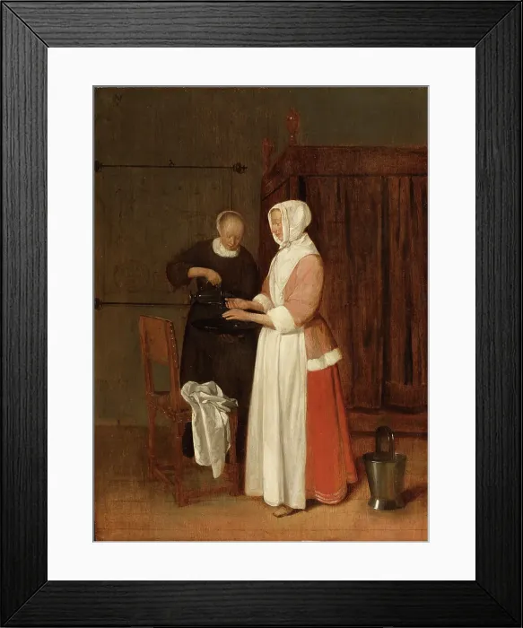 Framed Print : A Woman Washing her Hands, 1662. Creator: Gerritsz Quiringh van Brekelenkam Framed Print : A Woman Washing her Hands, 1662. Creator: Gerritsz Quiringh van Brekelenkam