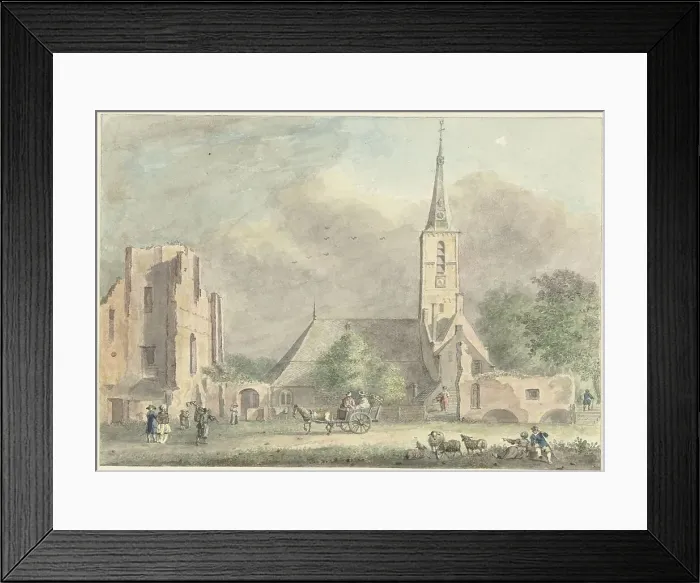 Framed Print : Church and ruins of the Abbey in Rijnsburg, 1757-1822. Creator: Hermanus Petrus Schouten Framed Print : Church and ruins of the Abbey in Rijnsburg, 1757-1822. Creator: Hermanus Petrus Schouten