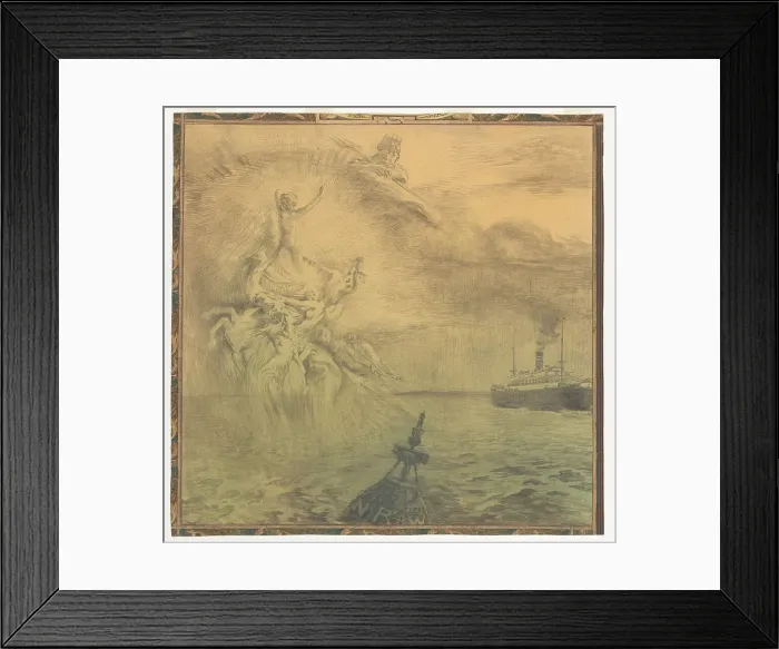 Framed Print : Sea: design for a wall painting in Rotterdam, c.1908-c.1917. Creator: Huib Luns