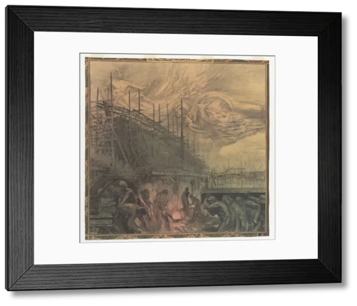 Framed Print : Industry: design for a wall painting in Rotterdam, c.1908-c.1917. Creator: Huib Luns Framed Print : Industry: design for a wall painting in Rotterdam, c.1908-c.1917. Creator: Huib Luns