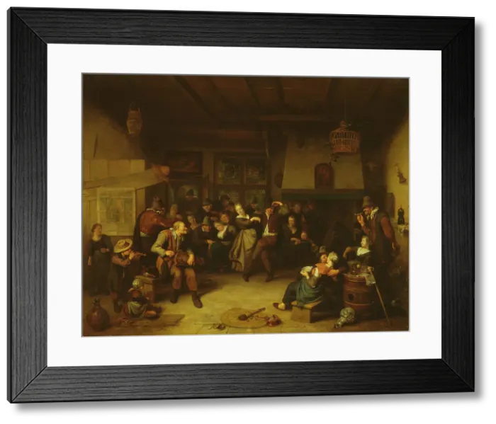 Framed Print : Dance in a Cottage, 1699. Creator: Richard Brakenburgh Framed Print : Dance in a Cottage, 1699. Creator: Richard Brakenburgh