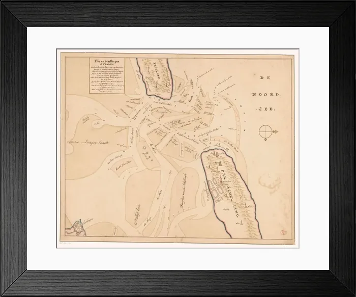 Framed Print : Map of Vlieland, Terschelling and the surrounding sandbanks, 1708 or later. Creator: Isaak de Graaf Framed Print : Map of Vlieland, Terschelling and the surrounding sandbanks, 1708 or later. Creator: Isaak de Graaf