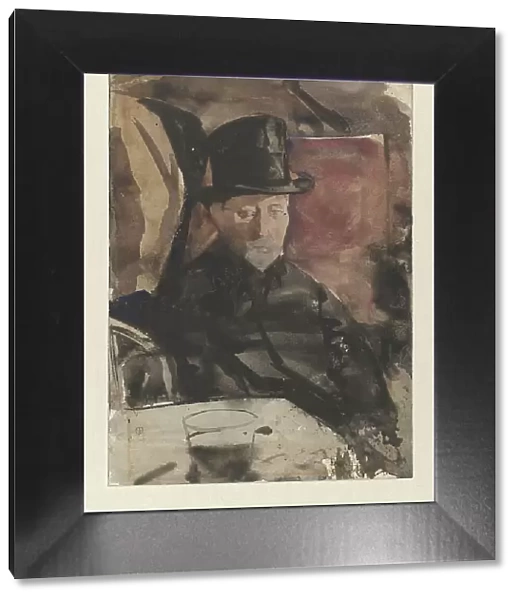 Seated man in a top hat in a cafe, c.1876-c.1924. Creator: Gerrit Willem Dijsselhof