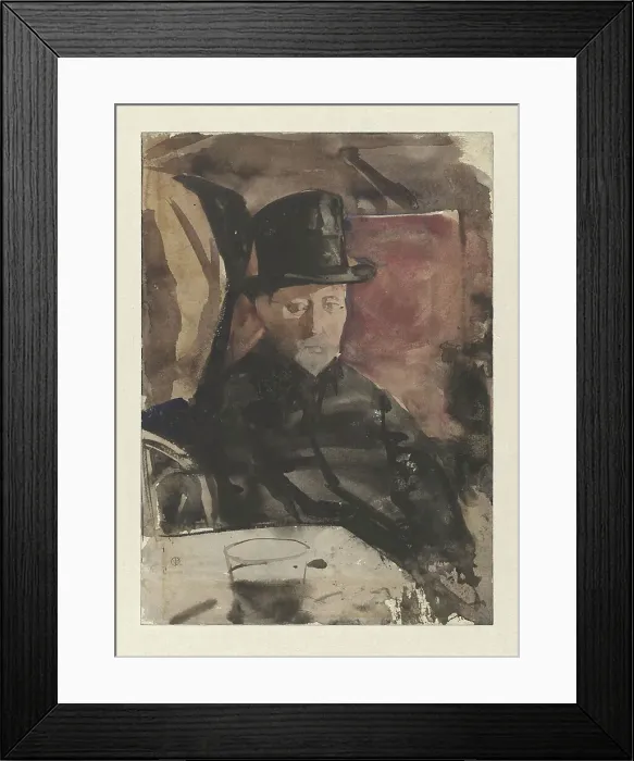 Framed Print : Seated man in a top hat in a cafe, c.1876-c.1924. Creator: Gerrit Willem Dijsselhof