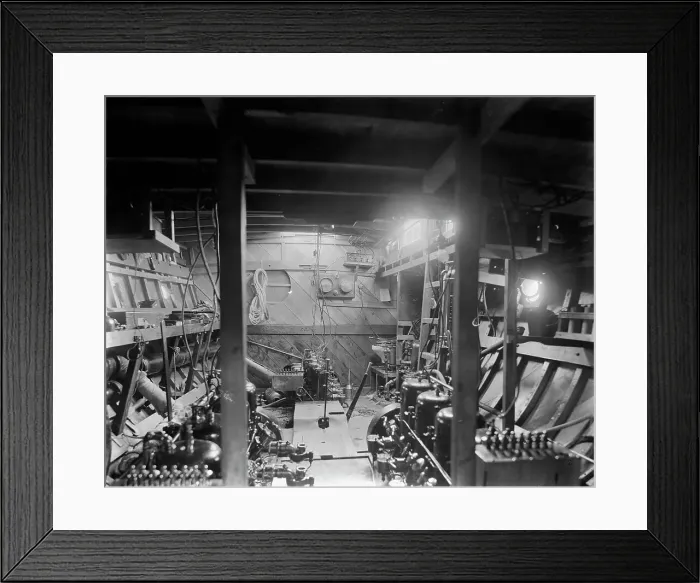 Framed Print : Motor boat Grayling, engine room, between 1905 and 1915. Creator: Unknown Framed Print : Motor boat Grayling, engine room, between 1905 and 1915. Creator: Unknown