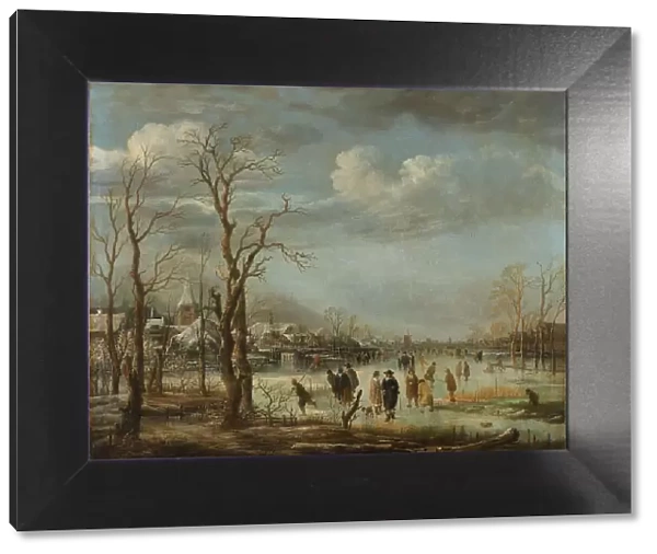 Winter Landscape near a Town with Bare Trees, c.1650-c.1655. Creator: Aert van der Neer