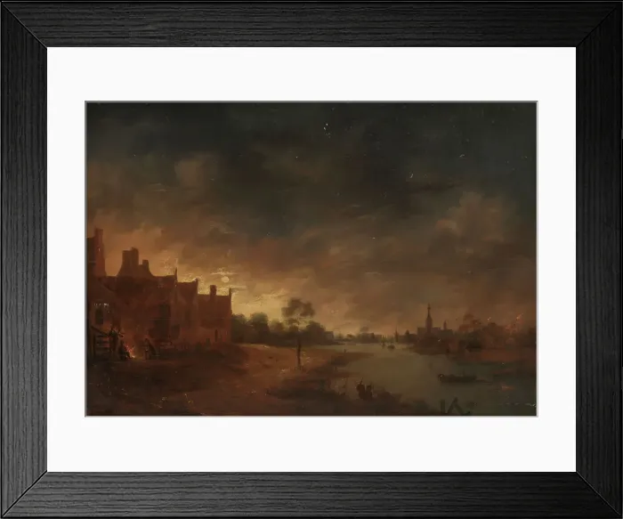 Framed Print : River View by Moonlight, in or after c.1653. Creator: Unknown Framed Print : River View by Moonlight, in or after c.1653. Creator: Unknown