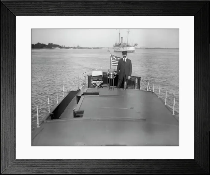 Framed Print : Motor boat Grayling, deck, between 1905 and 1915. Creator: Unknown Framed Print : Motor boat Grayling, deck, between 1905 and 1915. Creator: Unknown