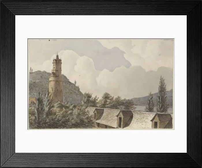 Framed Print : View over Andernach and the Rhine, 1820-1872. Creator: Hendrik Abraham Klinkhamer