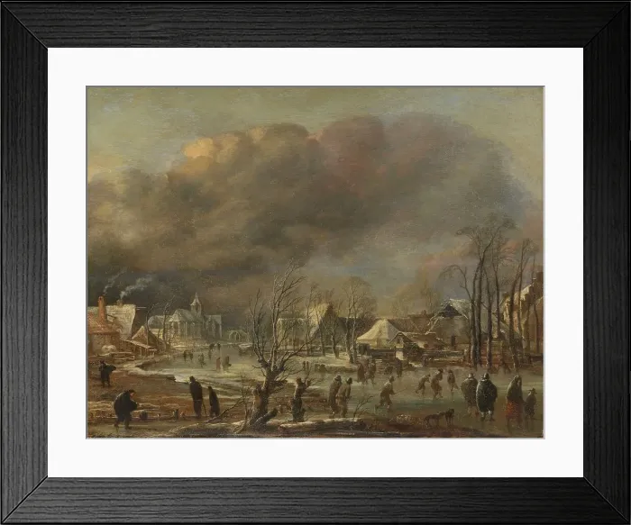 Framed Print : Winter Landscape with Church and Farmhouses, c.1775. Creator: Unknown Framed Print : Winter Landscape with Church and Farmhouses, c.1775. Creator: Unknown