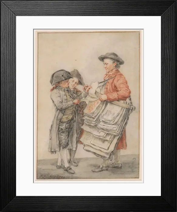 Framed Print : The print seller, 1784. Creator: Jacobus Perkois Framed Print : The print seller, 1784. Creator: Jacobus Perkois