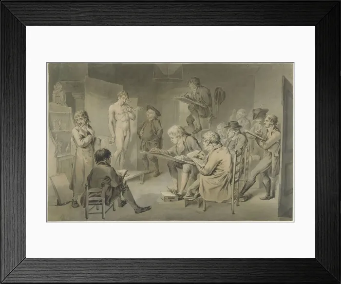 Framed Print : Drawing lessons at an academy, 1774-1833. Creator: Jacob Smies