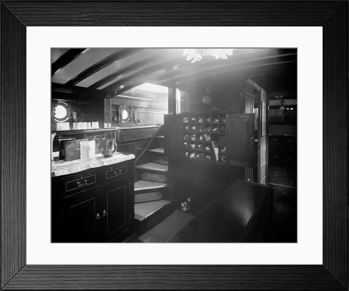Framed Print : Yacht Althea, cabin showing buffet, between 1907 and 1915. Creator: Unknown Framed Print : Yacht Althea, cabin showing buffet, between 1907 and 1915. Creator: Unknown