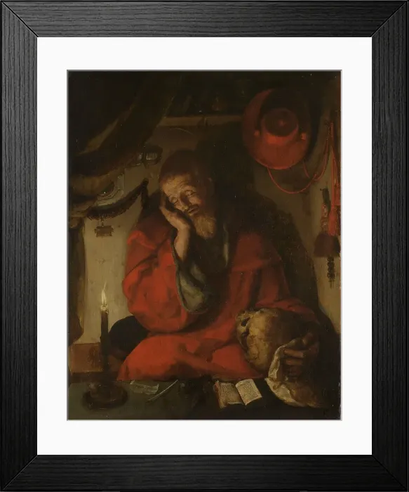 Framed Print : Saint Jerome in his Study by Candlelight, c.1520-c.1530. Creator: Aert Claesz Framed Print : Saint Jerome in his Study by Candlelight, c.1520-c.1530. Creator: Aert Claesz