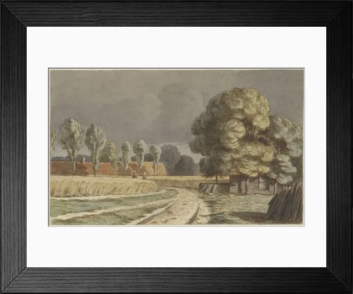 Framed Print : Wheat field between houses under a threatening thunderstorm in Hilversum, 1853-1858. Creator: Hendrik Abraham Klinkhamer Framed Print : Wheat field between houses under a threatening thunderstorm in Hilversum, 1853-1858. Creator: Hendrik Abraham Klinkhamer