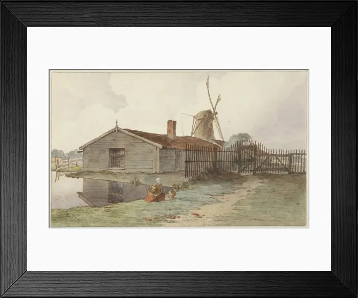 Framed Print : Mill with wooden buildings near Amsterdam, 1859. Creator: Hendrik Abraham Klinkhamer Framed Print : Mill with wooden buildings near Amsterdam, 1859. Creator: Hendrik Abraham Klinkhamer