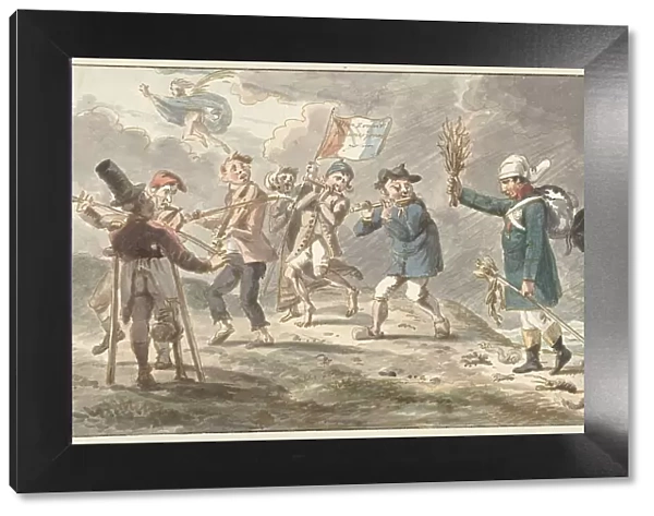 Cartoon on the retreat of Napoleon from Russia, 1812-1814. Creator: Jacob Smies
