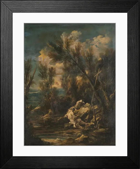 Framed Print : Carthusian Monks in a Landscape, 1700-1749. Creator: Alessandro Magnasco