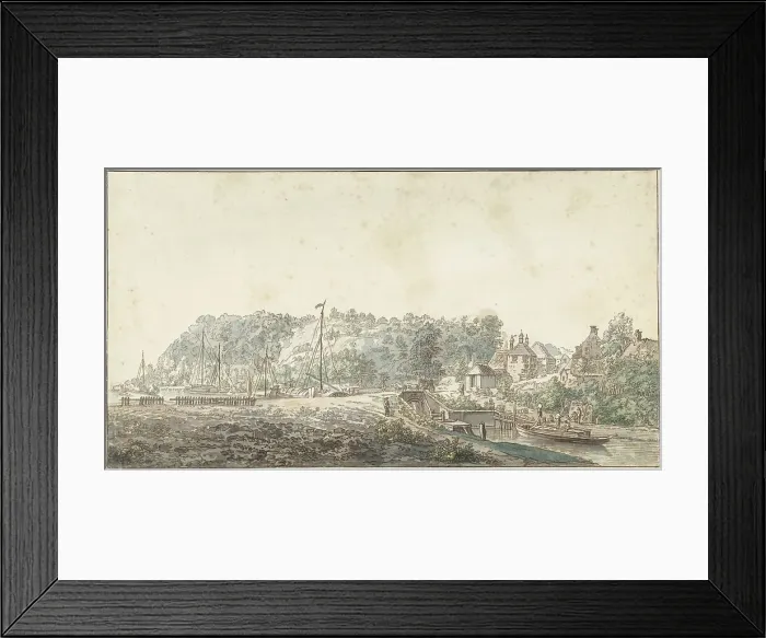 Framed Print : The lock at the Grebbe between Rhenen and Wageningen, 1749. Creator: Jacob van Liender Framed Print : The lock at the Grebbe between Rhenen and Wageningen, 1749. Creator: Jacob van Liender