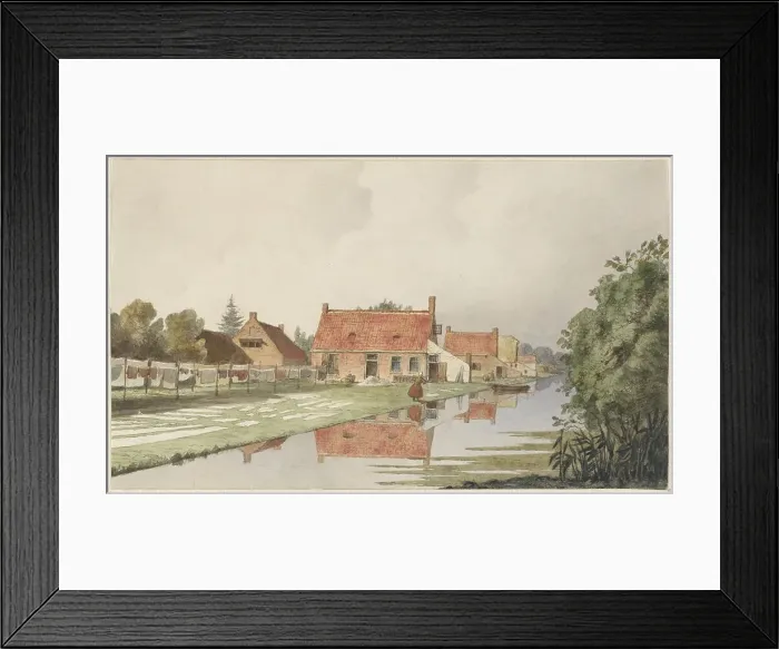 Framed Print : Bleacheries near a canal, 1820-1872. Creator: Hendrik Abraham Klinkhamer Framed Print : Bleacheries near a canal, 1820-1872. Creator: Hendrik Abraham Klinkhamer