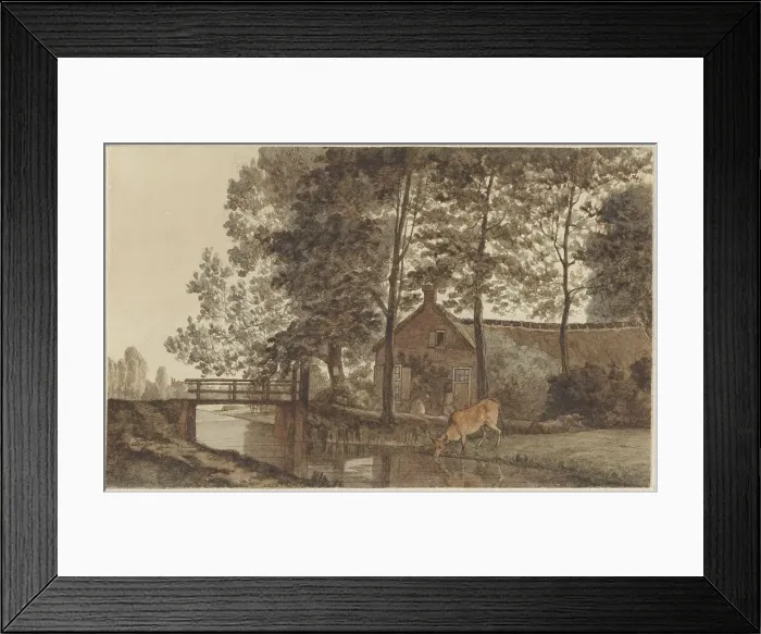 Framed Print : Farmyard with a cow drinking water on the Biltstraat in Utrecht, 1856-1858. Creator: Hendrik Abraham Klinkhamer Framed Print : Farmyard with a cow drinking water on the Biltstraat in Utrecht, 1856-1858. Creator: Hendrik Abraham Klinkhamer