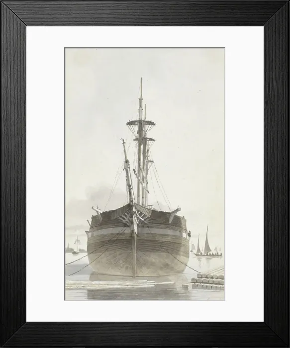 Framed Print : Sailing ship seen from the front, 1820-1872. Creator: Hendrik Abraham Klinkhamer Framed Print : Sailing ship seen from the front, 1820-1872. Creator: Hendrik Abraham Klinkhamer