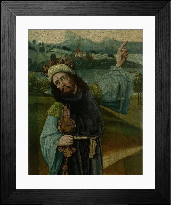 Framed Print : King Melchior, one of the Three Magi, Pointing at the Star, fragment from An Adoration of the Magi, Creator: Anon Framed Print : King Melchior, one of the Three Magi, Pointing at the Star, fragment from An Adoration of the Magi, Creator: Anon