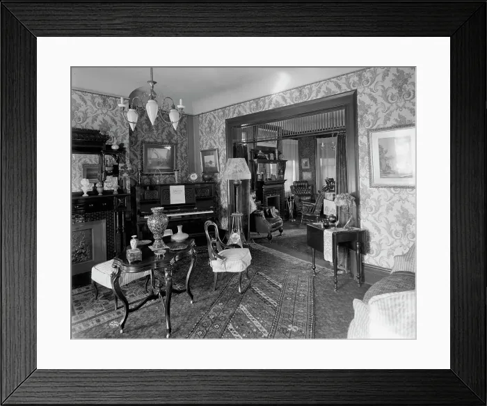Framed Print : Douglas residence, parlors with arch between, Detroit, Mich. between 1905 and 1915. Creator: Unknown Framed Print : Douglas residence, parlors with arch between, Detroit, Mich. between 1905 and 1915. Creator: Unknown
