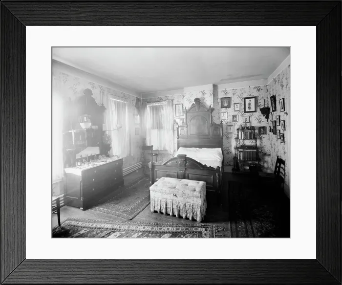 Framed Print : Douglas residence, bedroom with bureau & bookshelves, Detroit, Mich. between 1905 and 1915. Creator: Unknown. Douglas residence, bedroom with bureau & bookshelves, Detroit, Mich. between 1905 and 1915. Creator: Unknown Framed Print : Douglas residence, bedroom with bureau & bookshelves, Detroit, Mich. between 1905 and 1915. Creator: Unknown. Douglas residence, bedroom with bureau & bookshelves, Detroit, Mich. between 1905 and 1915. Creator: Unknown