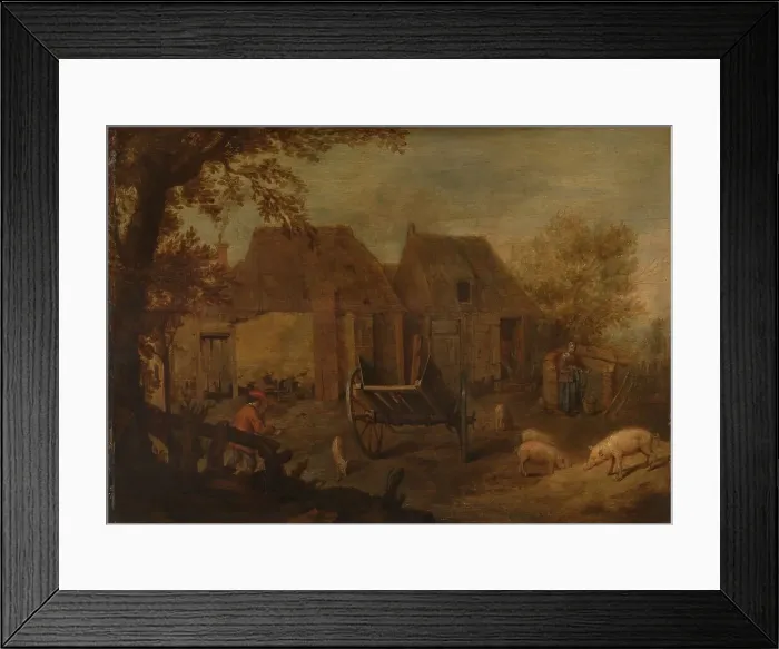 Framed Print : Farmyard, c.1650. Creator: Anon Framed Print : Farmyard, c.1650. Creator: Anon