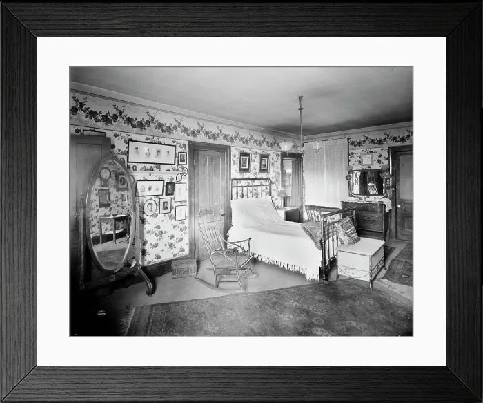 Framed Print : Douglas residence, bedroom with cheval glass, Detroit, Mich. between 1905 and 1915. Creator: Unknown Framed Print : Douglas residence, bedroom with cheval glass, Detroit, Mich. between 1905 and 1915. Creator: Unknown