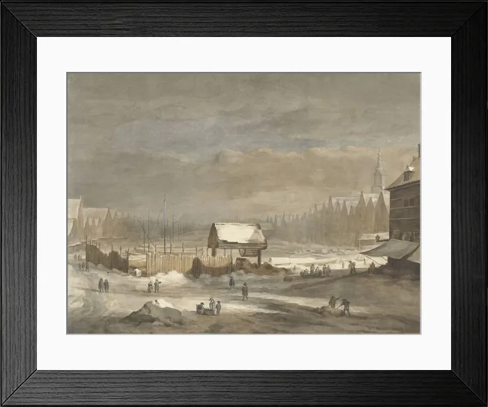 Framed Print : The Damrak in winter, 1735-1807. Creator: Hendrik Pothoven Framed Print : The Damrak in winter, 1735-1807. Creator: Hendrik Pothoven