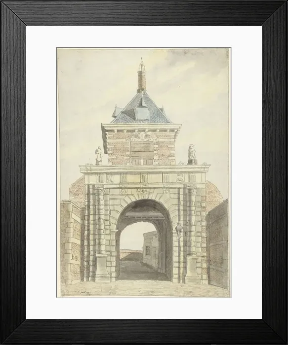 Framed Print : View of the ancient Vriesche Poort in Alkmaar, from the front, 1802. Creator: Jacobus Andreas Crescent Framed Print : View of the ancient Vriesche Poort in Alkmaar, from the front, 1802. Creator: Jacobus Andreas Crescent