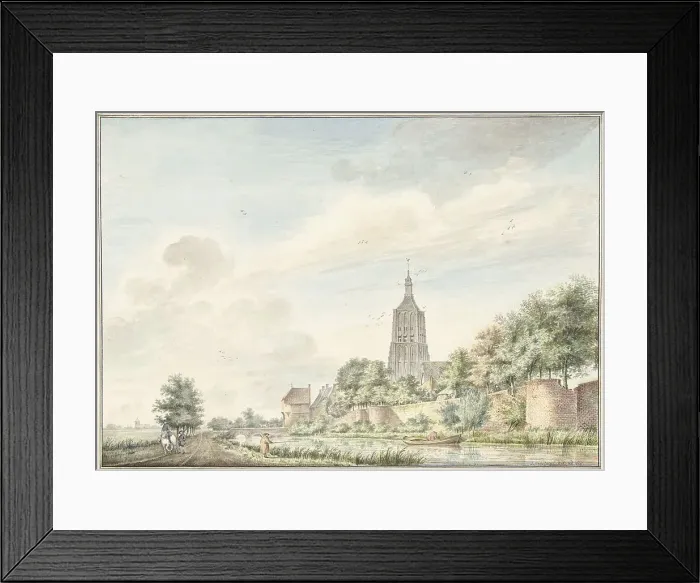 Framed Print : View of Asperen with the city walls and the church tower, 1745-1795. Creator: Jacobus Versteegen Framed Print : View of Asperen with the city walls and the church tower, 1745-1795. Creator: Jacobus Versteegen
